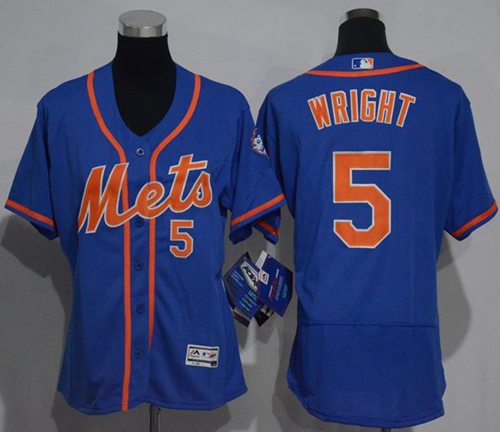 Mets #5 David Wright Blue Flexbase Authentic Women's Stitched MLB Jersey - Click Image to Close